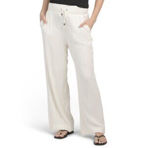 CYRUS Bone Ottoman Ribbed Wide Leg Pants